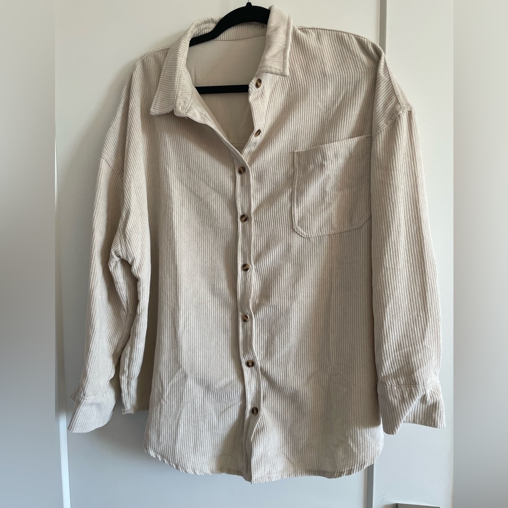 Cream Corduroy Style Button Down
